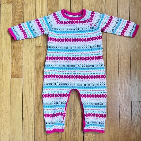 Tucker + Tate Cashmere Cotton Fair Isle Knit Patterned One Piece Romper 9m - Picture 1 of 5